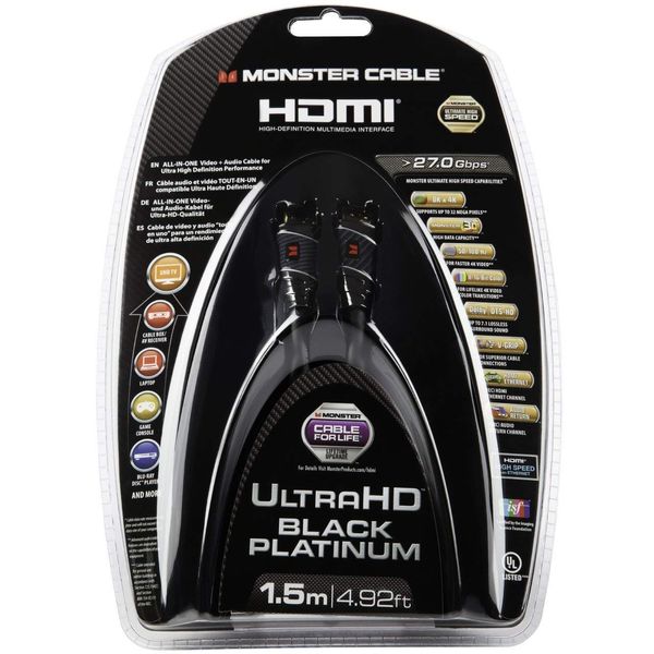 Monster Black Platinum Ultimate High Speed HDMI Cable with Ethernet - 1.5 m. length