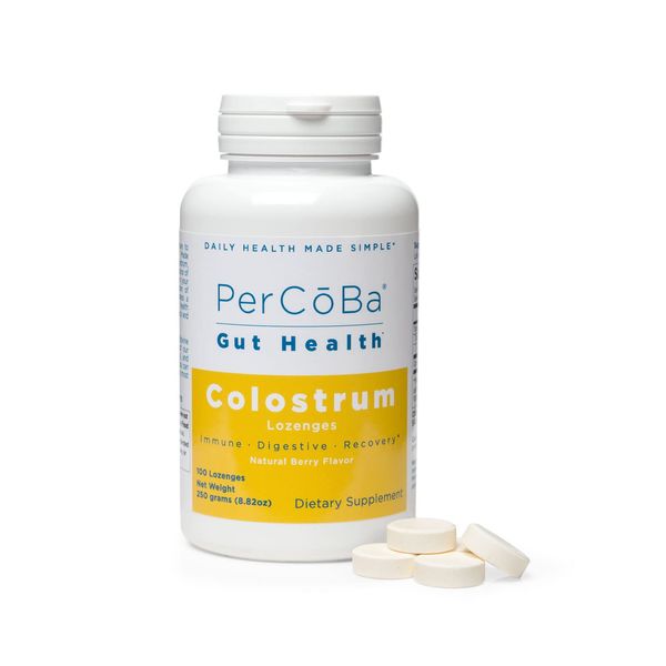 PerCōBa® Colostrum Lozenges | First Milking Bovine Colostrum | Supports Gut Health | Immune Support | Recovery | 200 mg of Colostrum | Natural Berry Flavor