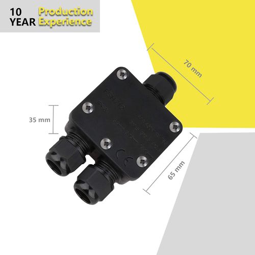 MABUSIYI IP68 Waterproof Junction Box, Outdoor Electrical Junction Boxes, Outdoor Cable Connectors Wire Connector Electrical Junction Box for 5-12 MM Diameter Cable (3-Way), Black