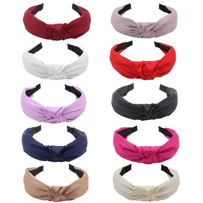 Stirnband für Frauen Mädchen Stoff Haarband Alice Band Elastisches Stirnband Damen Stirnband Haarzubehör für Frauen und Mädchen (10Silk)