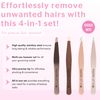 Brushworks HD 4 Piece Combination Tweezer Set - Gold