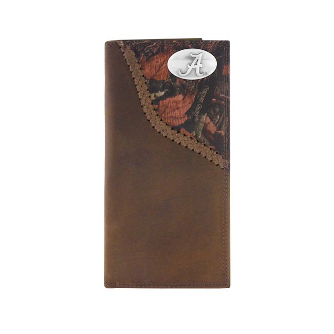 NCAA Alabama Crimson Tide Camouflage Leather Roper Concho Wallet, One Size