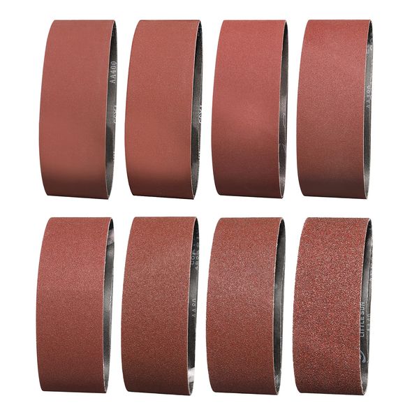 Sruhrak Sanding Belt 75 x 533mm,16 Pcs Sanding Belts 40/60/80/120/180/240/320/400 Assorted Grits for Belt Sander,Best for Wood,Metal and Paint