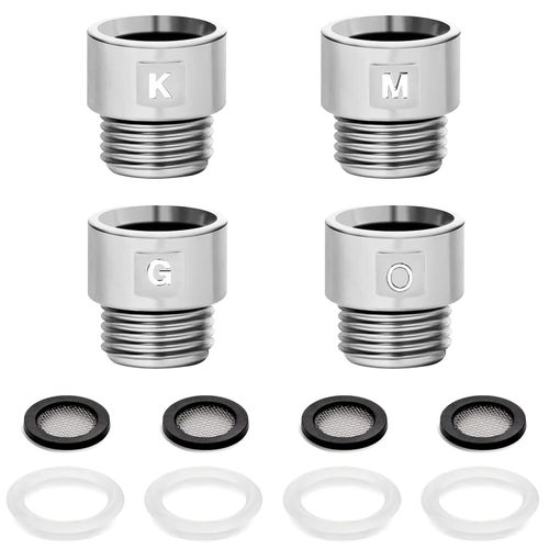 Adapter for Shower Hose, Shower Head Adapter, Shower Hose Adapter Set, Set of 4, Adapter for Connecting Hoses, Easy Installation, Prevents Water Leak Prevention, Chrome Plated (KMGO)