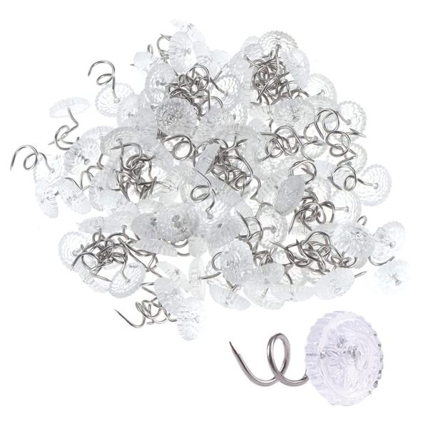 Pleenild 130 Pcs Clear Head Twist Pins Plastic Upholstery Twist Pin for Repairing Sagging Headliners Upholstery Drapery Slip Covers Mattress Pads Crafts