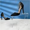 Plymor Clear Acrylic Elevated Heel Shoe Display Riser, 3" W x 9" D x 5" H (6 Pack)