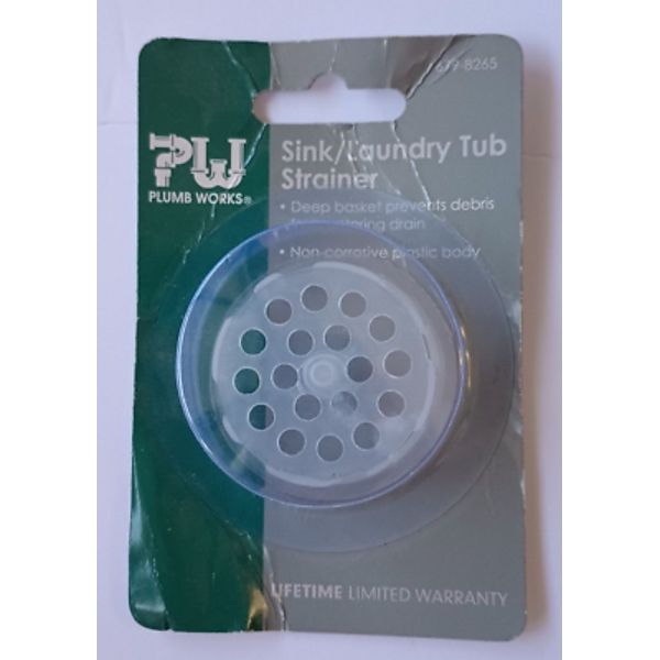 Plumbing Strainer Basement Utility Sink Laundry tub 1 5/8" Round Clear Plastic