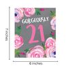 Emotional Rescue Text: Gorgeously 21 on floral background.