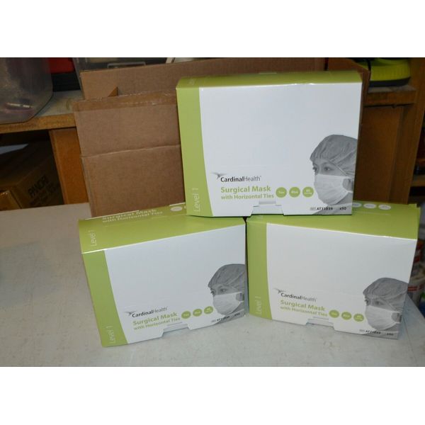 3 boxes of 50 new Cardinal health surgical mask with horizontal level 1