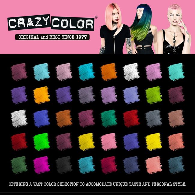 Crazy Color Hair Dye - Vegan and Cruelty-Free Semi Permanent Hair Color -  Temporary Dye for Pre-lightened or Blonde Hair - No Peroxide or Developer