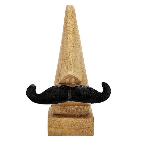 storeindya Wooden Nose Shaped with Moustache Spectacle Eyeglass Glasses Holder - Spec Display Stand Holder for Him and Her Office and Home Decor