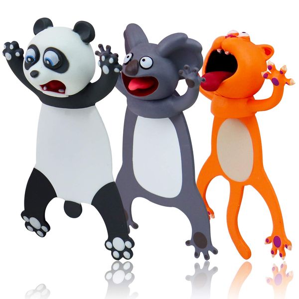 Funny Bookmarks - 3PCS Bookmarks Wacky Pals, Cute Animals Bookmarks for Kids, Boys and Girls