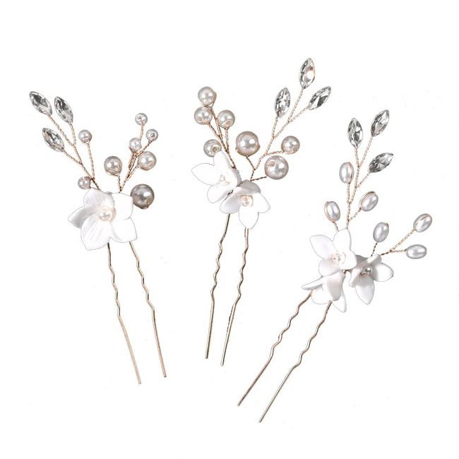 3 Stück Silberhochzeit Blume Haarnadeln Braut Kopfschmuck Hochzeit Haarteile Zubehör für die Braut