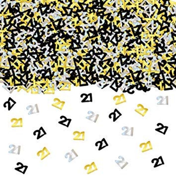 lgt 21st Birthday Confetti Table decorations scatter Black gold and silver birthday Confetti