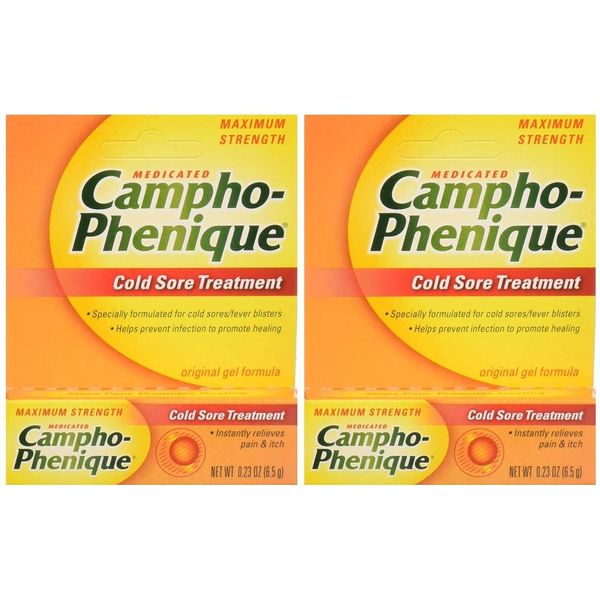 Campho-Phenique Cold Sore Treatment, Maximum Strength, Original Gel Formula, 2 Pack