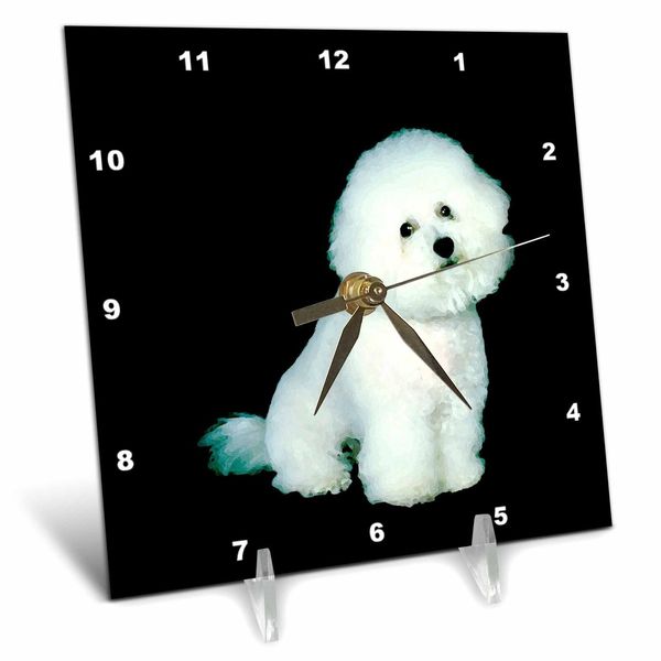 3dRose Bichon Frise 6x6 Desk Clock