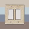 Questech Light Switch Covers, Double Rocker Wall Plates for Electrical Outlets, 2-Gang Double Decorator GFCI Switch Plates Standard Size, Decorative Tumbled Texture, Travertine