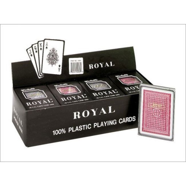 Royal - 100% Plastic Poker Size Playing Cards, 3 1/2" x 2 1/2", 1 Dozen