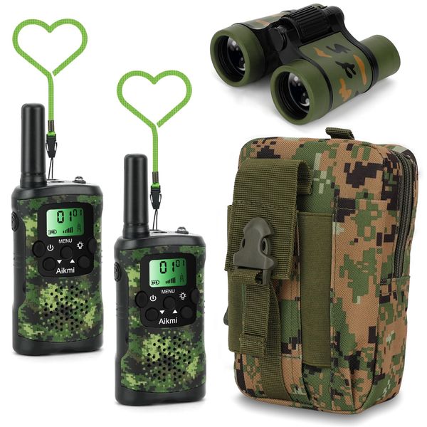 Walkie Talkies for Kids Toys Boys Aged 5+ Outdoor 2 Way Radio 22 Channel 3 Miles Range Camp Hunt Adventure Game Birthday 6 7 8 9 10 Year Old Gifts (Green)