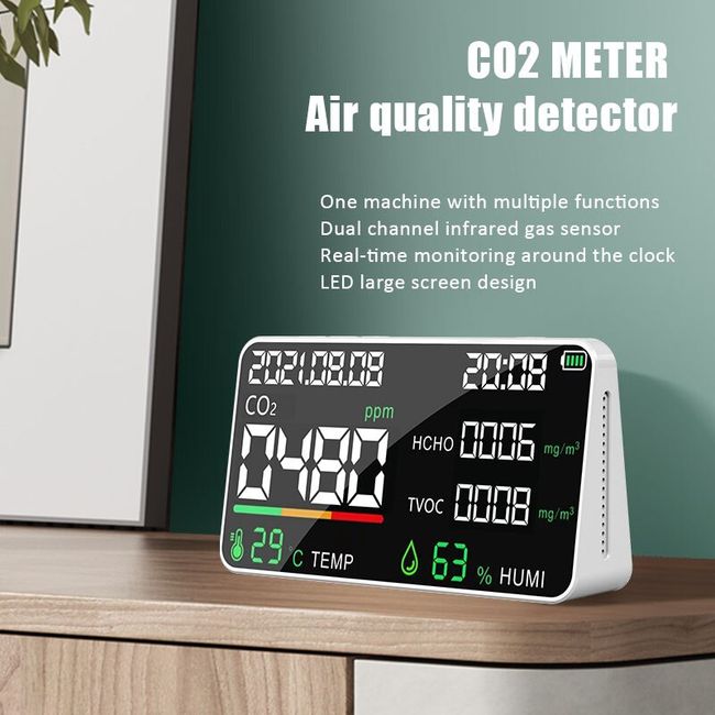 CO2 Digital Monitor Temperature Humidity Tester Air Quality Monitor Temperature  Humidity Meter Infrared Sensor