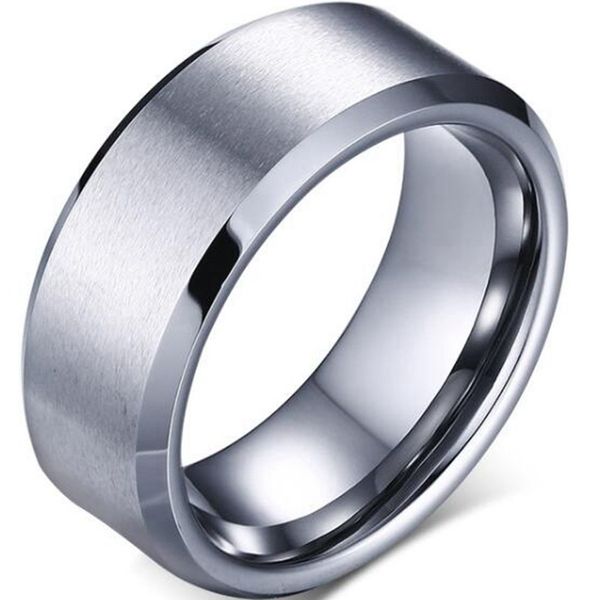 8mm Stainless Matte Brushed Classical Simple Plain Wedding Band Ring (Silver, 12)