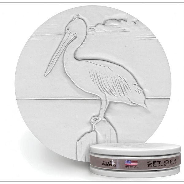 Pelican Absorbent Drink Coaster set - Handmade by McCarter Coasters - 4.38 inch (4pc)