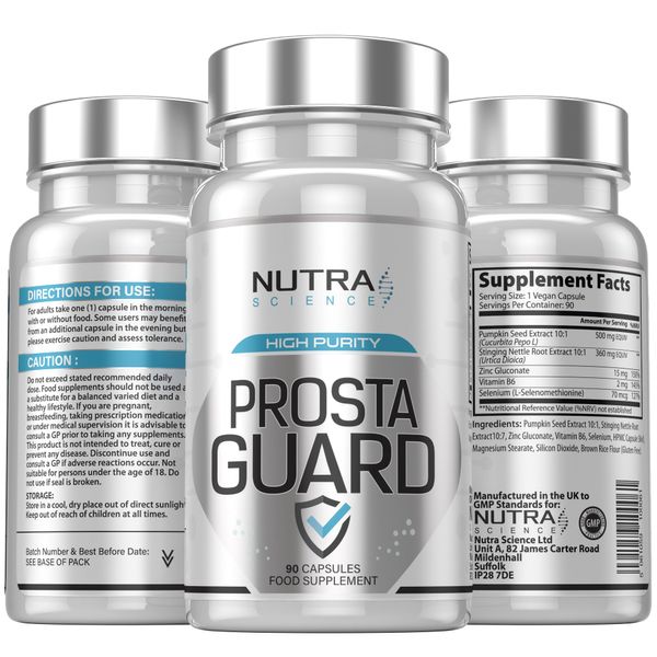 Prosta Guard – Prostate Supplements for Men, Advanced Prostate Support Complex with Stinging Nettle Root, Pumpkin Seed | 90 Vegan Capsules