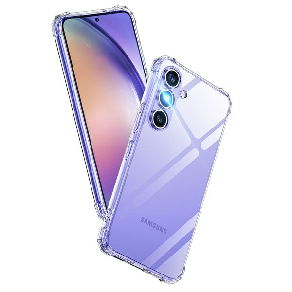 Aunote Galaxy A54 5G Case, Clear, SC-53D SCG21 Compatible, US Military MIL Standard, Shockproof, Strap Hole, TPU, Thin, Lightweight, Smartphone Case, Scratch-Resistant, Wireless Charging Compatible,