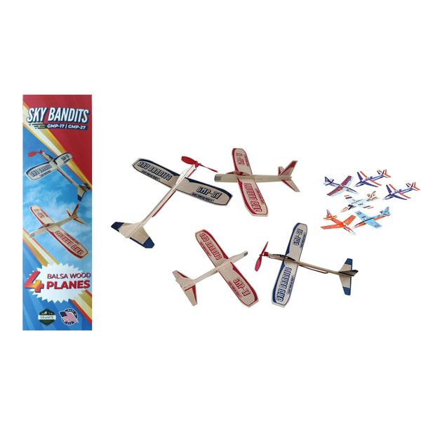 Balsa Wood and Styrofoam Airplane Toys Set - 2 Wooden Airplane Kits Which Include - 2 Rubberband Powered Propellor Planes, 2 Balsa Wood Glider Planes, and 6 Foam Model Toy Airplane Kits