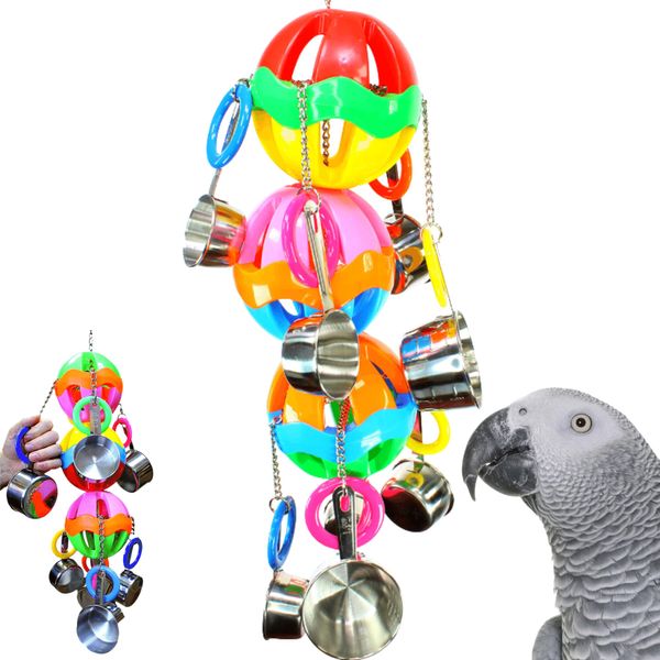 Bonka Bird Toys 1429 Huge Triple Tuff Pot Tug Pull Puzzle Cage Parrot Toy, Macaw, Amazon, Cockatoo, and Similar