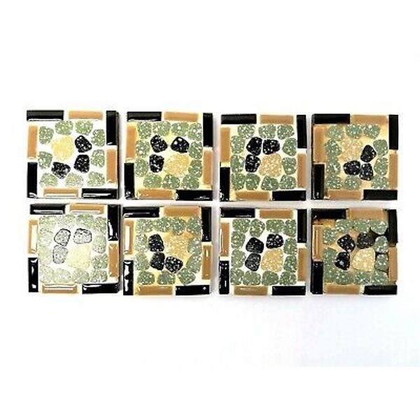 Small Modern Brown Black Green 2.75” x 2.75” Square Decorative Tiles