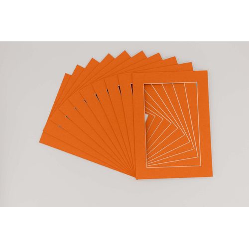 CountryArtHouse Orange Acid Free 5x7 Picture Frame Mats with White Core Bevel Cut for 4x6 Pictures - Fits 5x7 Frame - Pack of 10 Mats