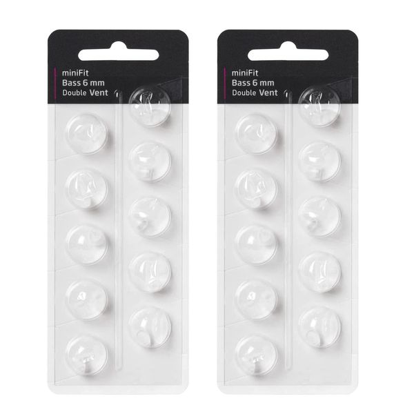 Hearing Aid Domes for Oticon MiniFit Double Vent Bass Domes: 2 Packs (6mm), Universal Domes for Oticon Hearing Aid Supplies