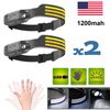 COB LED Headlamp USB Rechargeable Headlight Bar Head Band Torch Work Light 6000K