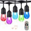 48ft 15-Bulb Outdoor String Light with Music-Synced Color Changing Bulbs