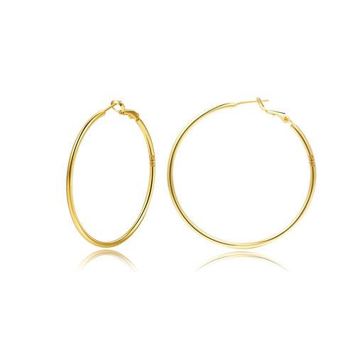 925 Sterling Silver Large Hoop Earrings, Gold Silver Large Hoop Earrings for Women, 14 Carat Genuine Gold-Plated Large Thin Hoop Earrings, Hypoallergenic Circle Endless Hoop Earrings, 20/30/40/50/60/70 mm for Girls, Silver, No gemstone