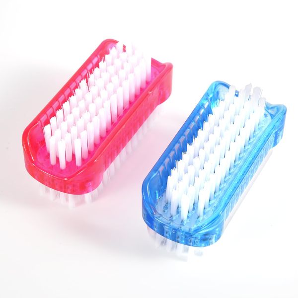 2pcs Fingernail Scrub Brushes, Two Sided Multifunction Nail Brush for Cleaning Portable Nail Scrubber Brush for Cleaning Cuticles Fingernails Toes (Red, Blue)