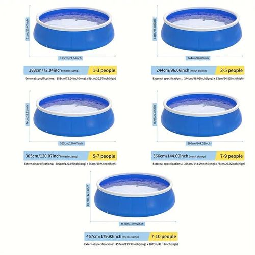 RockRain Inflatable Swimming Pool PVC: Large Round Outdoor Family Pool - Durable & Foldable for Easy Storage - Garden & Backyard Summer Fun for Kids & Adults