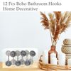 SUPROD 12 Pcs Black Boho Knots Shower Curtain Hooks