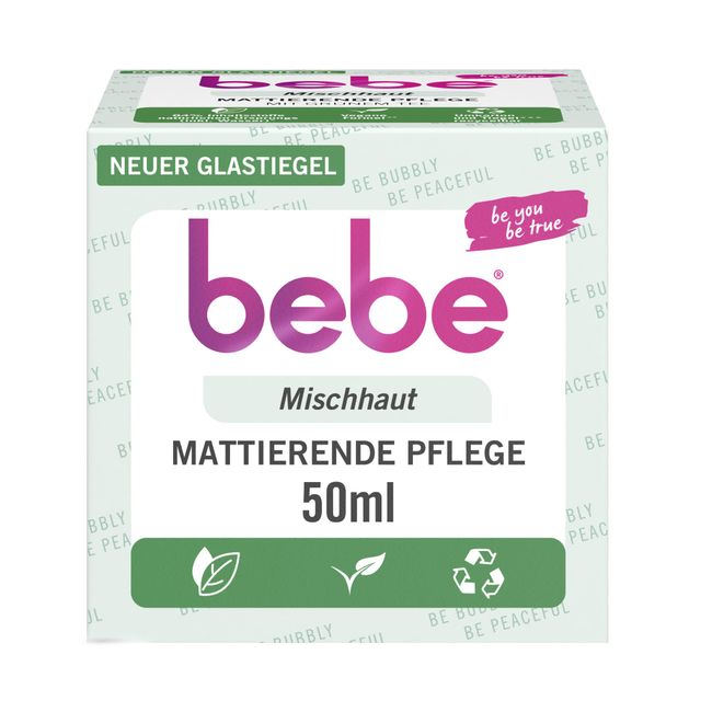 bebe Mattierende Pflege (50 ml), mattierende Gesichtscreme für Mischhaut mit grünem Tee, leichte Feuchtigkeitscreme für das Gesicht