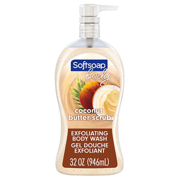 Softsoap Body Wash Pump, Coconut Butter Scrub, Exfoliating Body Wash, 32 Ounce (