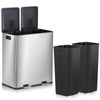 Compartment Trash Can Trash Can with Recycling Bin Combo 2 X 8 Gallons Silver