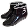 Basic Standard Rain Boots, Women's, Waterproof, Short, Heels, Lightweight, Stylish, Buttons, polka dot/black