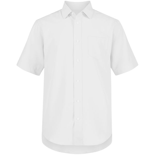 Nautica Boys' Big School Uniform Short Sleeve Button-Down Shirt, Oxford Style in Performance Moisture Wicking Material, White, 14-16