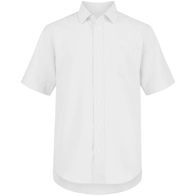 Nautica Boys' Big School Uniform Short Sleeve Button-Down Shirt, Oxford Style in Performance Moisture Wicking Material, White, 14-16