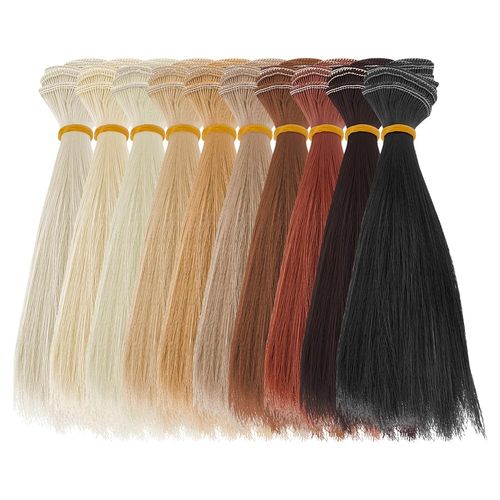 DICOSMETIC 10Pcs Doll Hair Wefts 100x15.5cm Doll Wig 10 Colors Straight Synthetic Doll Hair High Temperature Fiber Doll Hair Extensions Doll Making Arts Supplies