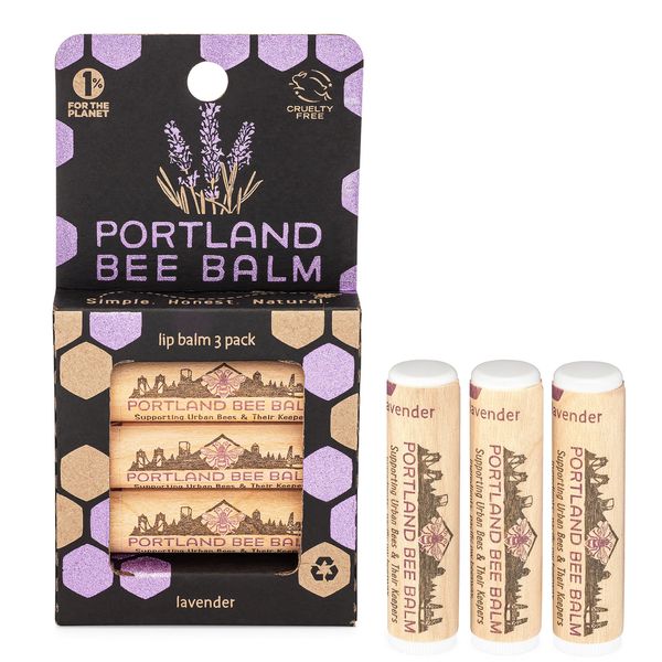 Portland Bee Balm Chapstick, Lavender 3 Pack
