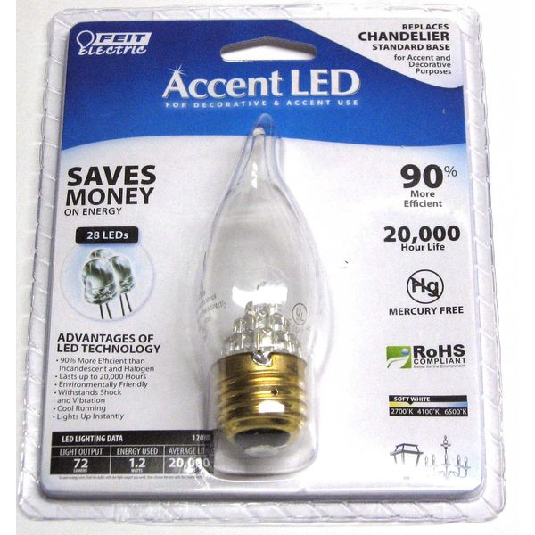 Feit Electric BPEFC/LED/RP Accent LED Chandelier, Clear