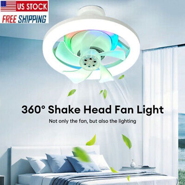 Adjustable Modern LED Ceiling Fan with Light Remote E27 Bedroom Living Room Lamp