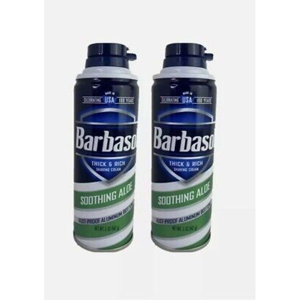 Barbasol Thick & Rich Shaving Cream Soothing Aloe 5 oz 142g New 2 Pk